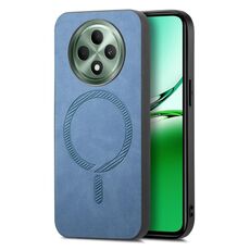 Per OPPO Reno12 F 5G Retro Magsafe Custodia per telefono con cover posteriore magnetica in PU (blu)