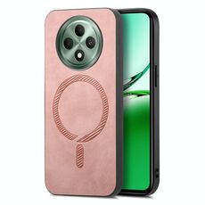 Per OPPO Reno12 F 5G Retro Magsafe Custodia per telefono con cover posteriore magnetica in PU (rosa)