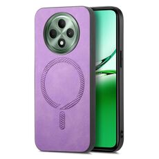 Per OPPO Reno12 F 5G Retro Magsafe Custodia per telefono con cover posteriore in PU magnetica (viola)