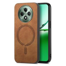 Per OPPO Reno12 F 5G Retro Magsafe Custodia per telefono con cover posteriore magnetica in PU (marrone)