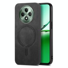 Per OPPO Reno12 F 5G Retro Magsafe Custodia per telefono con cover posteriore magnetica in PU (nero)