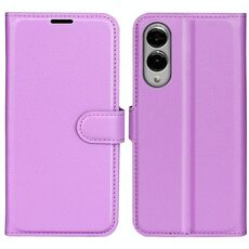 Per Samsung Galaxy S25 Edge 5G Custodia per telefono in pelle con texture Litchi orizzontale con supporto (viola)