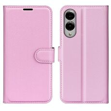 Per Samsung Galaxy S25 Edge 5G Custodia per telefono in pelle con texture Litchi orizzontale con supporto (rosa)