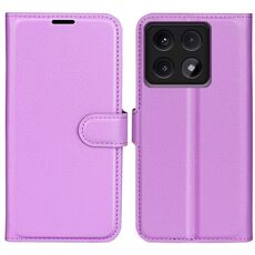 Custodia per telefono in pelle con texture Litchi per Xiaomi 14T Pro, con supporto e flip orizzontale (viola)