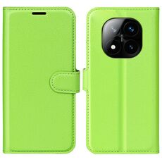 Custodia per telefono in pelle con texture Litchi e supporto per Xiaomi Redmi Note 14 Pro+ (verde)
