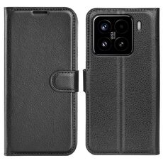 Per Xiaomi 15 Custodia per telefono in pelle con texture Litchi orizzontale con supporto (nero)