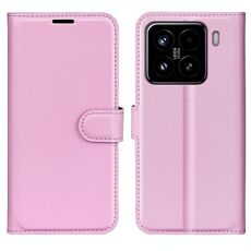 Custodia a libro orizzontale in pelle con supporto per Xiaomi 15 Litchi Texture (rosa)