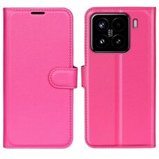 Custodia a libro orizzontale in pelle con supporto per Xiaomi 15 Litchi Texture (rosso rosa)