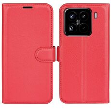 Custodia per telefono in pelle con texture Litchi per Xiaomi 15 Pro con supporto e flip orizzontale (rosso)