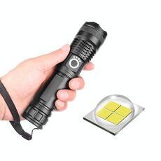 Torcia elettrica telescopica ad alta intensità in lega di alluminio con display di potenza (senza batterie)