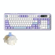 Ajazz AK980 2.4G/BT/Wired Tastiera meccanica tri-mode con schermo 98 tasti Tastiera da gioco wireless RGB, stile: regalo Axis V2 viola