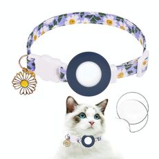Per AirTag Tracker Custodia in silicone Piccola Daisy Pet Collar Collare per cani con campanello e pellicola anteriore e posteriore (blu)