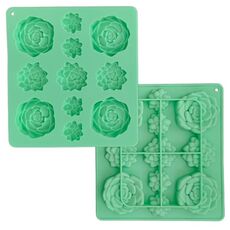 Stampo per biscotti al cioccolato in silicone a forma di succulenta con 11 cavità, stampo per dolci fondente (verde)