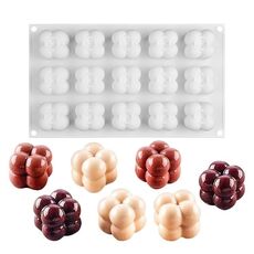 Stampo per torta in silicone con 15 cavità, cubo magico, stampo per candele fondente (bianco)