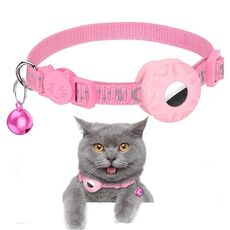 Per AirTag Tracker Custodia in silicone riflettente stelle e luna gatti cani collare per animali domestici con campanello (rosa)