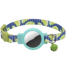 Per AirTag Tracker Custodia in silicone Collare per gatti domestici Cinghia di posizionamento Collare anti-soffocamento per gatti con campanello (Lemon Ocean)