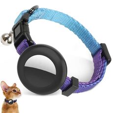 Per AirTag Tracker Custodia in silicone Arcobaleno Gradiente Collare per gatti con campanello (Blu sfumato)