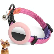 Per AirTag Tracker Custodia in silicone Arcobaleno Gradiente Collare per gatti con campanello (Arancione sfumato)