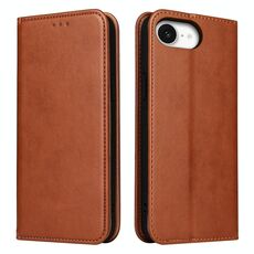 Per iPhone 16e Fierre Shann PU Custodia in vera pelle Texture per telefono (marrone)