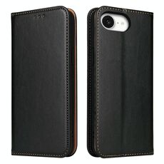 Per iPhone 16e Fierre Shann PU Custodia per telefono in vera pelle (nero)