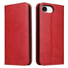 Per iPhone 16e Fierre Shann PU Custodia per telefono in vera pelle (rosso)
