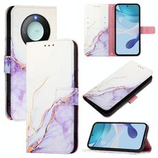 Per Honor X9c Smart 5G PT003 Custodia in pelle con motivo in marmo (bianco viola)