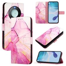 Per Honor X9c Smart 5G PT003 Custodia in pelle con motivo in marmo (rosa, viola, oro)