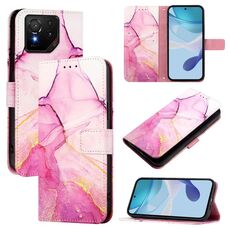 Per Asus ROG Phone 9 / 9 Pro PT003 Custodia in pelle con motivo in marmo (rosa, viola, oro)
