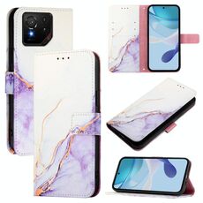 Per Asus ROG Phone 9 / 9 Pro PT003 Custodia in pelle con motivo in marmo (bianco viola)