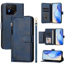 Per Asus ROG Phone 9 / Phone 9 Pro Multi-Card Slots Zipper Wallet Custodia in pelle per telefono (blu)
