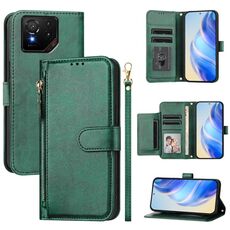 Per Asus ROG Phone 9 / Phone 9 Pro Multi-Card Slots Zipper Wallet Custodia in pelle per telefono (verde)