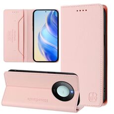 Per Honor X60 / X9c Smart RC01 Custodia per telefono in pelle RFID con ventosa magnetica a doppia piega (rosa)
