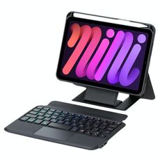 Per iPad mini 2024 / mini 6 Supporto galleggiante staccabile con tastiera retroilluminata Custodia in pelle per tablet con touchpad (nero)