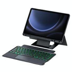 Per Samsung Galaxy Tab S10 FE / S9 FE / S9 Supporto galleggiante staccabile con tastiera retroilluminata Custodia in pelle per tablet con touchpad (nero)