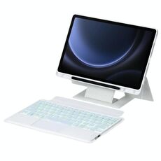 Per Samsung Galaxy Tab S10 FE / S9 FE / S9 Supporto galleggiante staccabile con tastiera retroilluminata Custodia in pelle per tablet con touchpad (bianco)