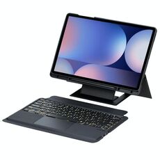 Per Samsung Galaxy Tab S10+ / S9 FE+ / S9+ Supporto galleggiante staccabile con tastiera retroilluminata Custodia in pelle per tablet con touchpad (nero)