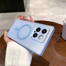 Per Xiaomi 14 Fine Hole Ice Fog MagSafe PC Phone Case (blu trasparente)