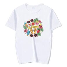 Maglietta estiva a maniche corte in modal con scollo tondo e stampa su richiesta, taglia: XXXXXL (bianco)