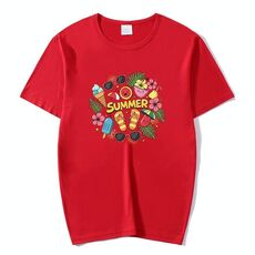 Maglietta estiva a maniche corte in modal con scollo tondo e stampa su richiesta, taglia: XXXXXL (rosso)