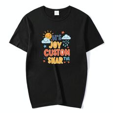 JOY CUSTOM T-shirt a maniche corte in modal con scollo tondo stampato, stampa su richiesta, taglia: S (nero)