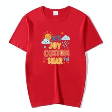 JOY CUSTOM T-shirt a maniche corte in modal con scollo tondo stampato, stampa su richiesta, taglia: S (rosso)