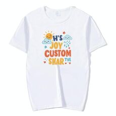 JOY CUSTOM T-shirt a maniche corte in modal con scollo tondo stampato, stampa su richiesta, taglia: M (bianco)