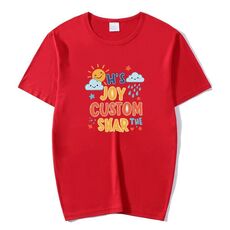 JOY CUSTOM T-shirt a maniche corte in modal con scollo tondo stampato, stampa su richiesta, taglia: L (rosso)