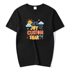 JOY CUSTOM T-shirt a maniche corte in modal con scollo tondo stampato, stampa su richiesta, taglia: XXXL (nero)