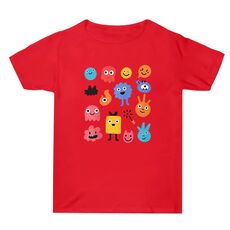 Maglietta estiva larga in cotone a maniche corte con stampa di simpatici mostri, stampa su richiesta, taglia: XXXL (rosso)