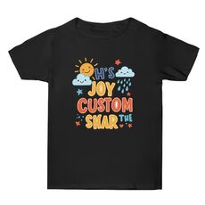 JOY CUSTOM Maglietta estiva larga in cotone a maniche corte con stampa personalizzata Stampa su richiesta, taglia: L (nero)