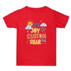 JOY CUSTOM Maglietta estiva larga in cotone a maniche corte con stampa personalizzata Stampa su richiesta, taglia: L (rosso)