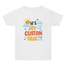 JOY CUSTOM Maglietta estiva larga in cotone a maniche corte con stampa personalizzata, stampa su richiesta, taglia: XL (bianco)