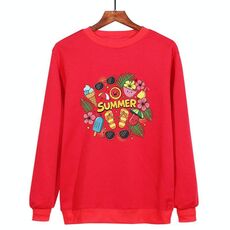 Felpa con scollo rotondo casual estiva stampata su richiesta, taglia: XXL (rosso)