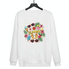 Felpa con scollo rotondo casual estiva stampata su richiesta, taglia: XXXL (bianco)